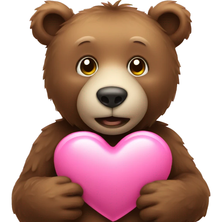 Bear holding a pink heart emoji