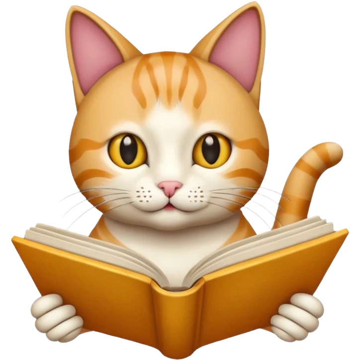 Cat reading book emoji