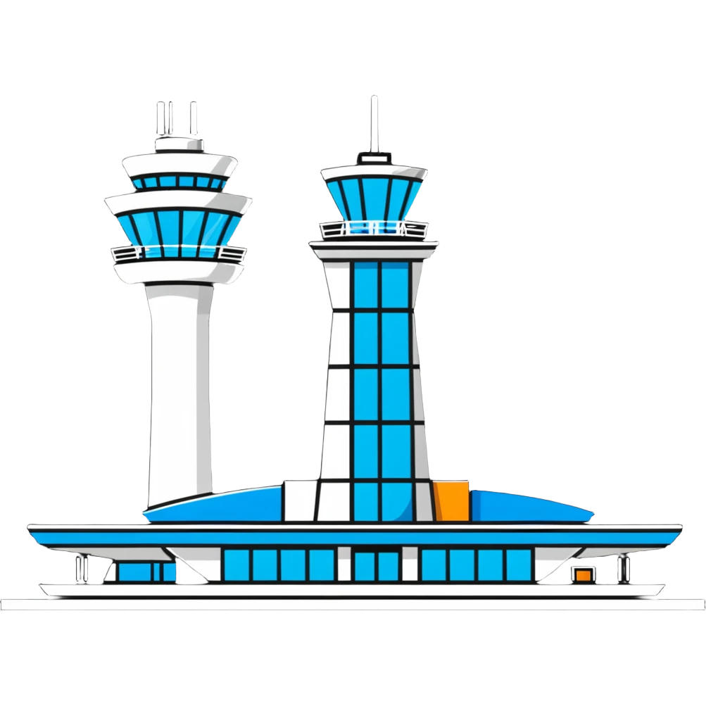 modern airport terminal with control tower emoji