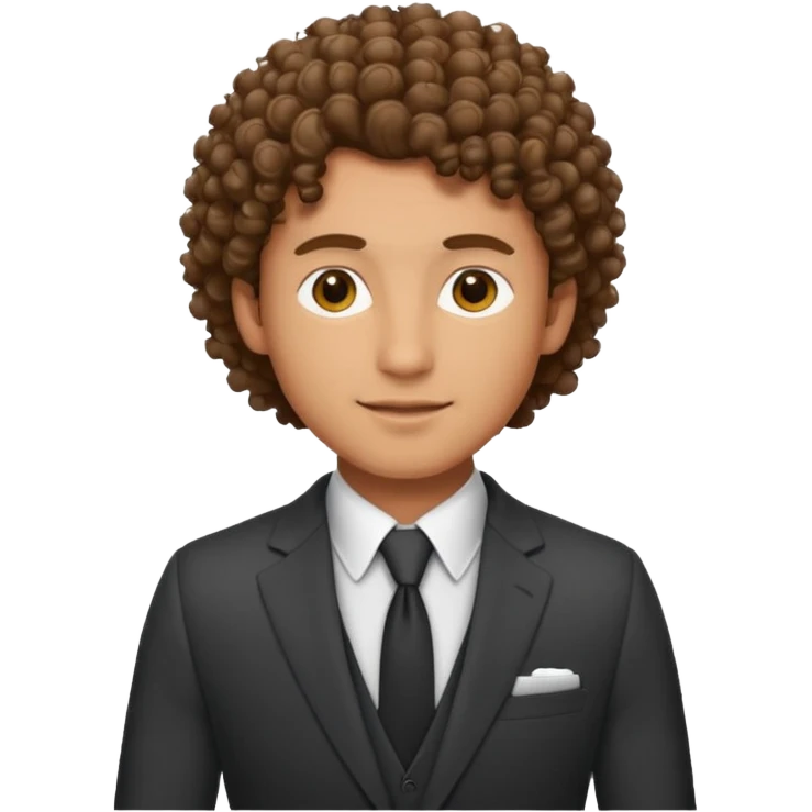 curly-haired man in a suit emoji