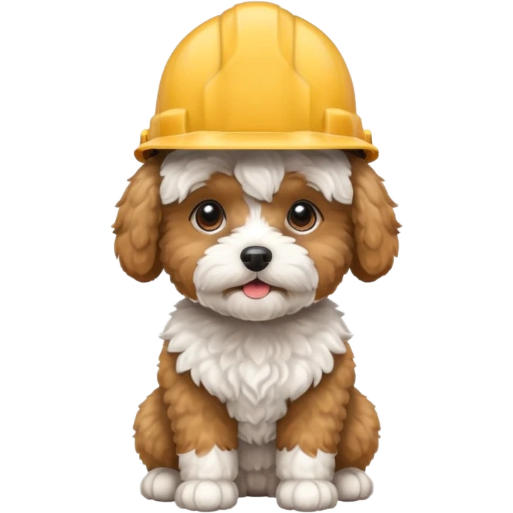 maltipoo wearing a hard hat emoji