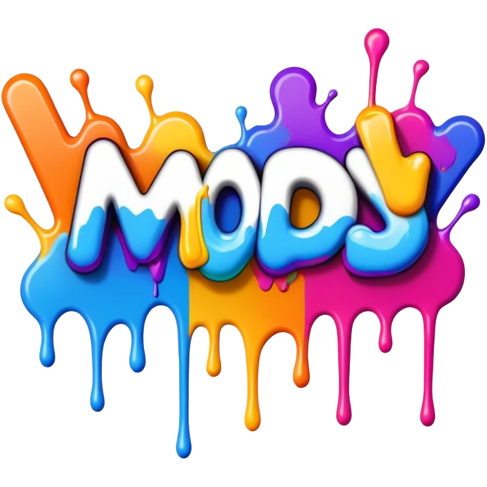 Graffiti the word mod with drippy paint  emoji