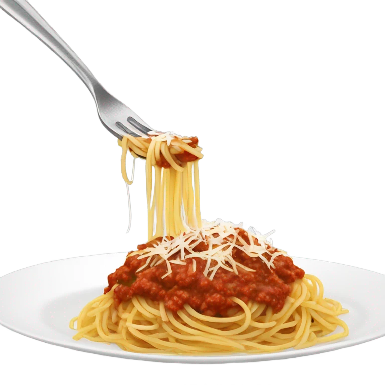 Spaghetti and sauce and meat with Parmesan cheese emoji