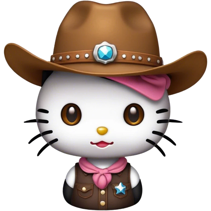 Black Hello kitty wearing a cowboy  emoji