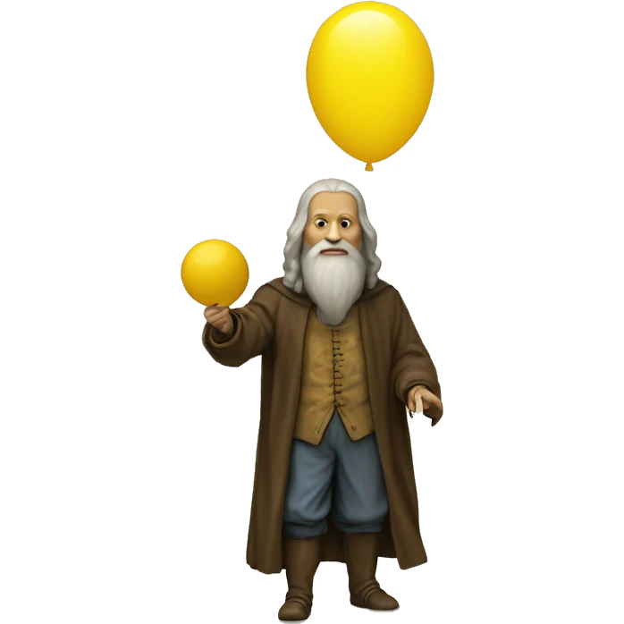 leonardo da Vinci holds a yellow balloon in his hand emoji