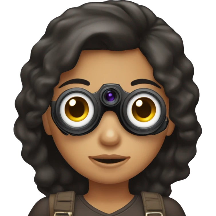 Girl with dark Haie and brown eyes Holding a Nikon Camera in her hands emoji
