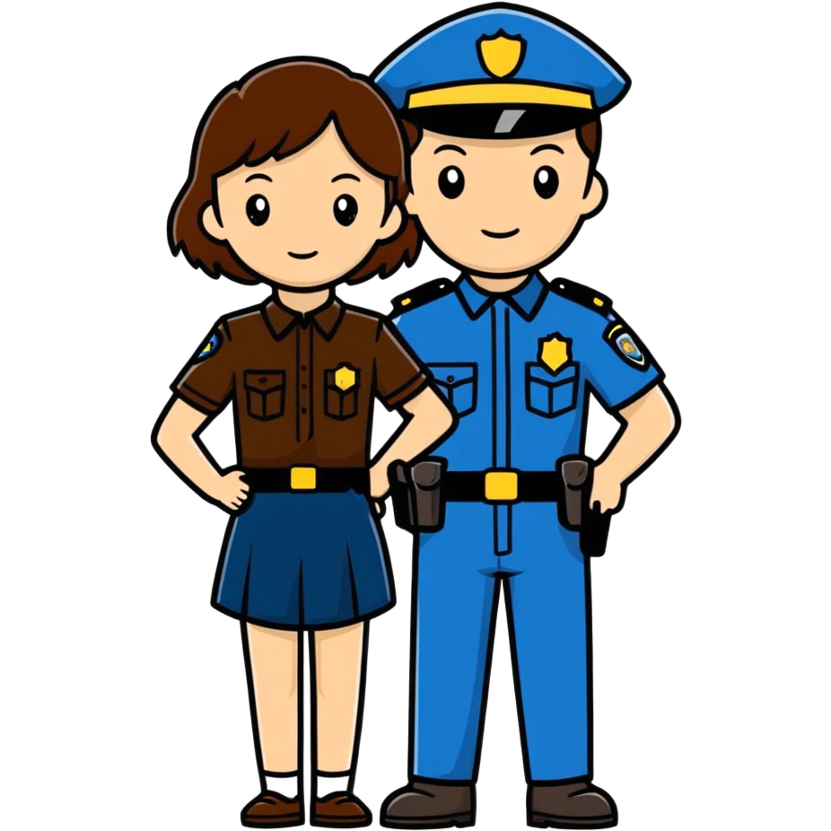 Police man with brown haired girl emoji