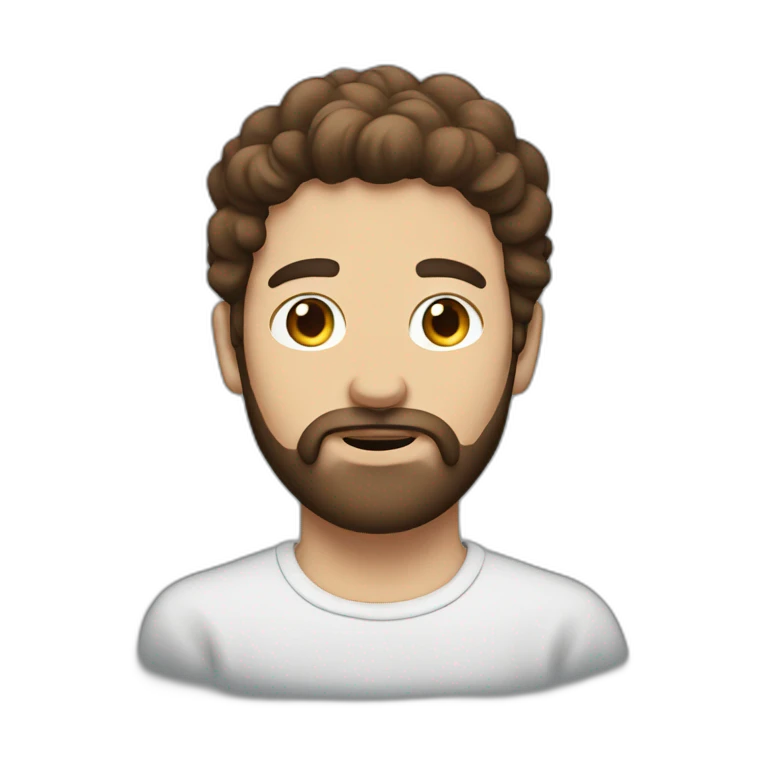 A Man with brown hair a Beard and a cloud in front of his face emoji