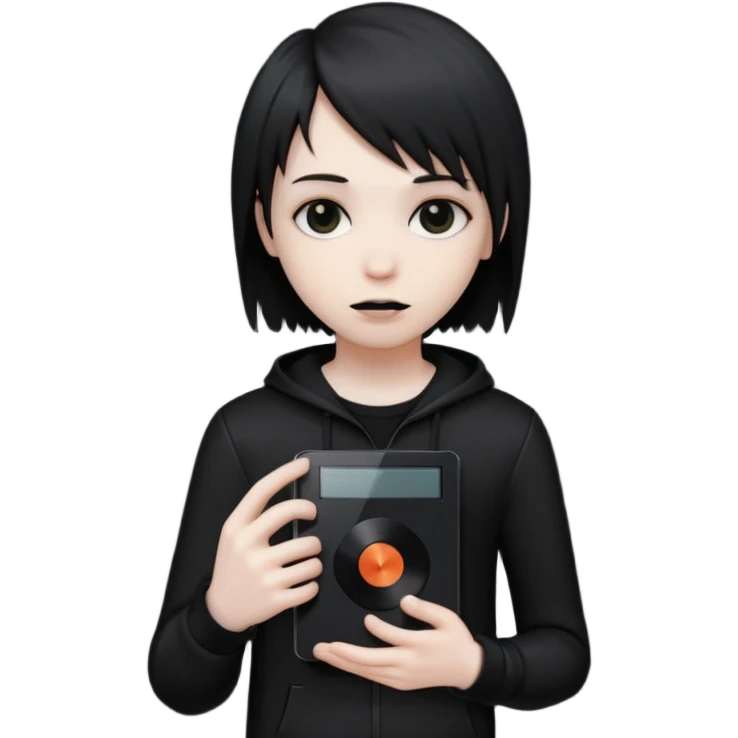 emo black music player emoji