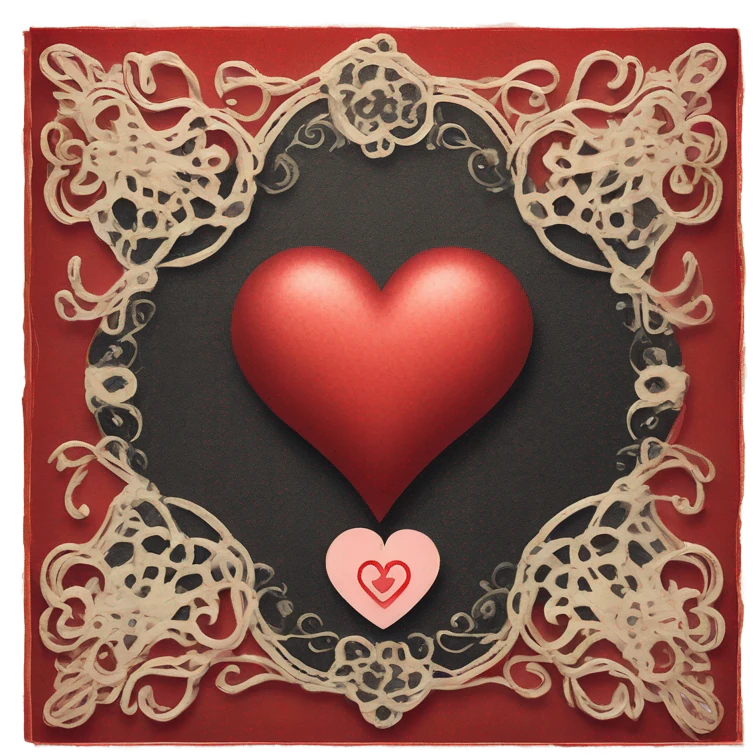 vintage valentine’s day card black red emoji