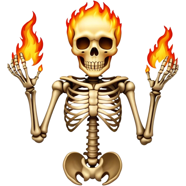 Skeleton made out of fire emoji