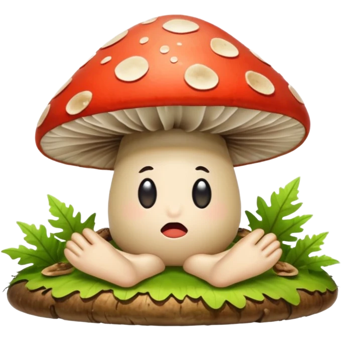 woodland spirit lying on mushroom exhausted emoji