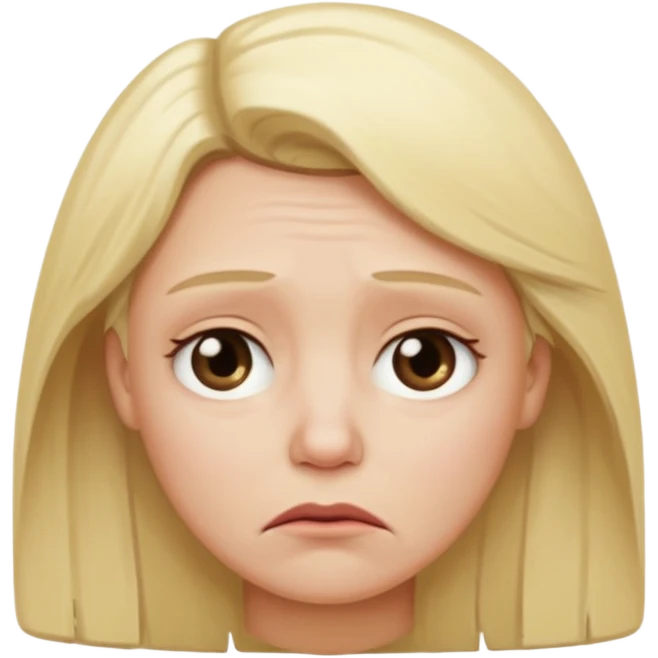 Blonde middle aged sad face with a sad mouth emoji