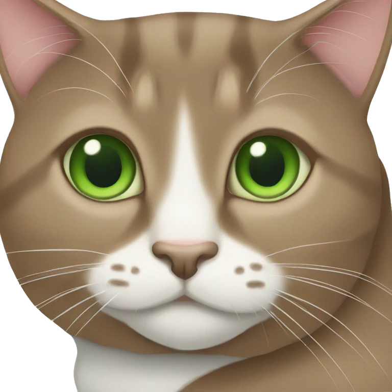 Brown tuxedo cat with green eyes emoji