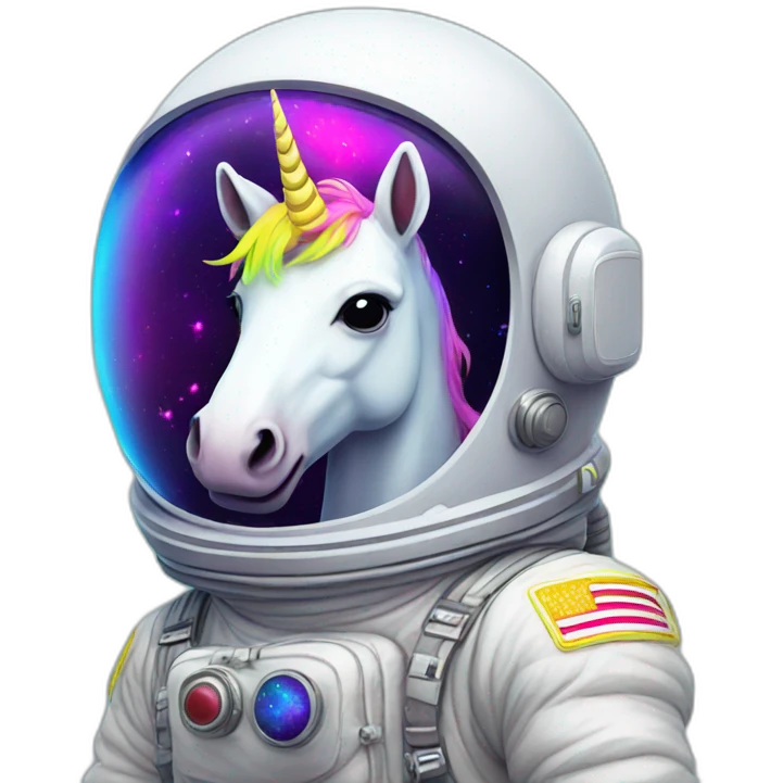 astronaut unicorn neon emoji