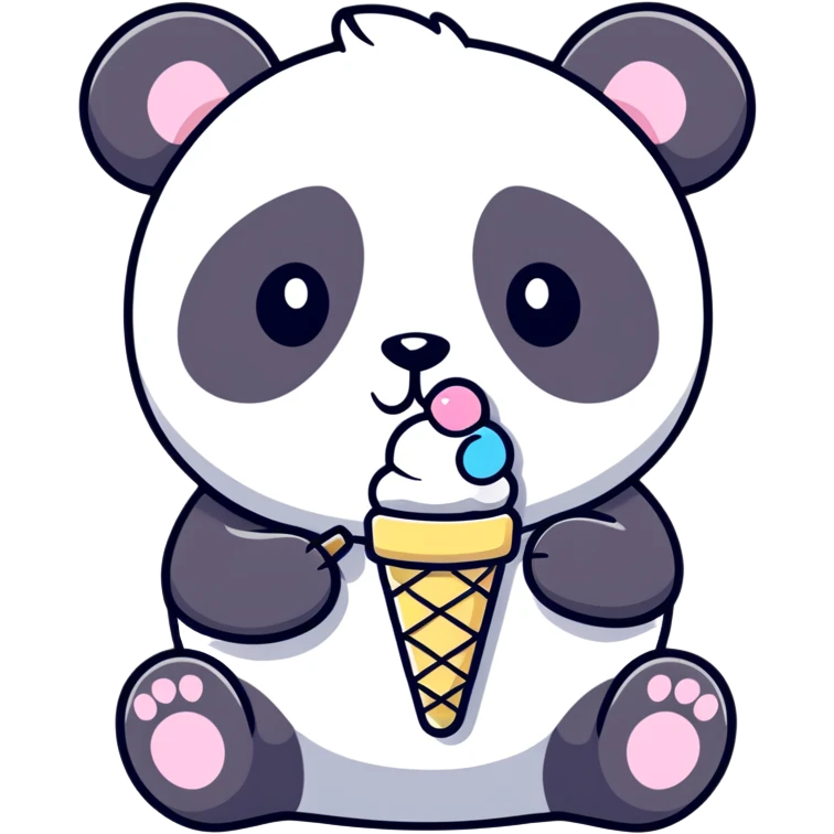 Panda eating ice cream emoji