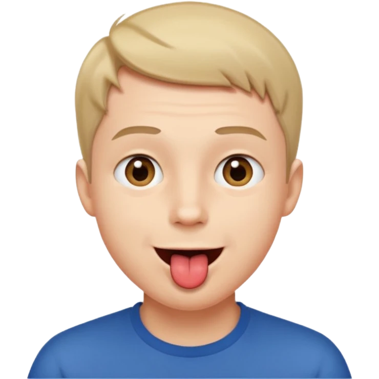 un homme de face qui tire la langue et a les yeux vers le ciel, cheveux courts emoji