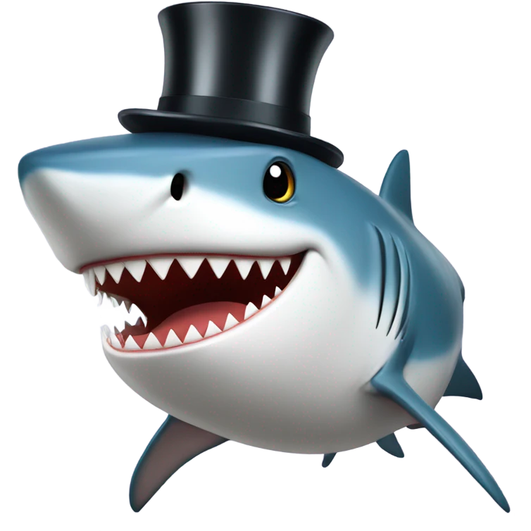 Shark with a top hat emoji