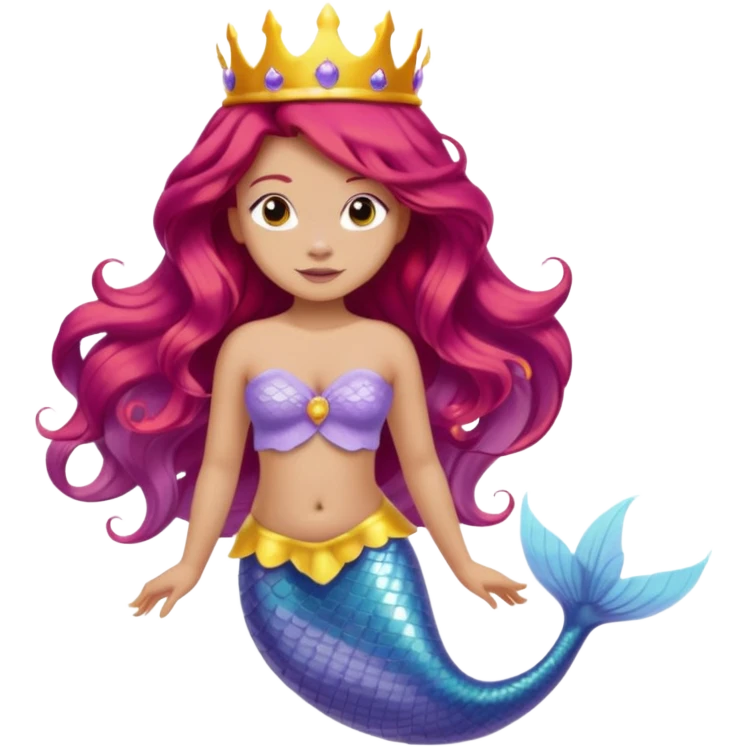 Bubbles the Mermaid from The Wiggles with light skin, long red hair, light lilac outfit, yellow crown emoji