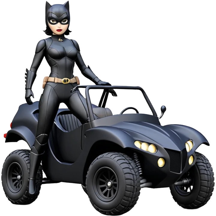 1:10 scale toy sexy fenders Catwoman’s buxom attractive armored midnight-colored tight outfit from tv series style dark knight movie stealthy accurate sporty safe plush deluxe off-road fast pursuit prototype concept car (black hair, driving aggressively) rally vehicle  emoji