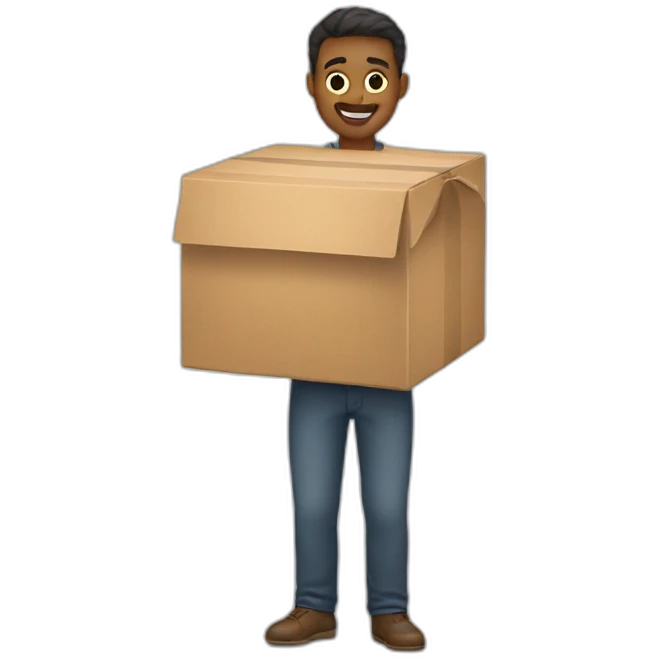Man with box into the hands emoji