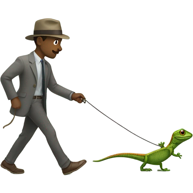 Man walking a lizard on a leash emoji