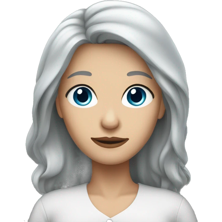 woman with long grey hair and oval face blue eyes emoji