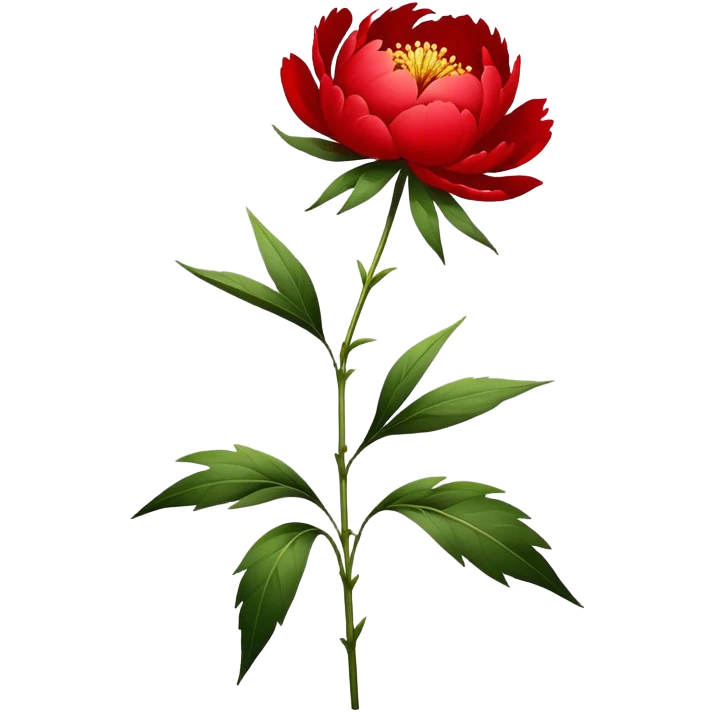 single Red Red Peony, straight stem emoji