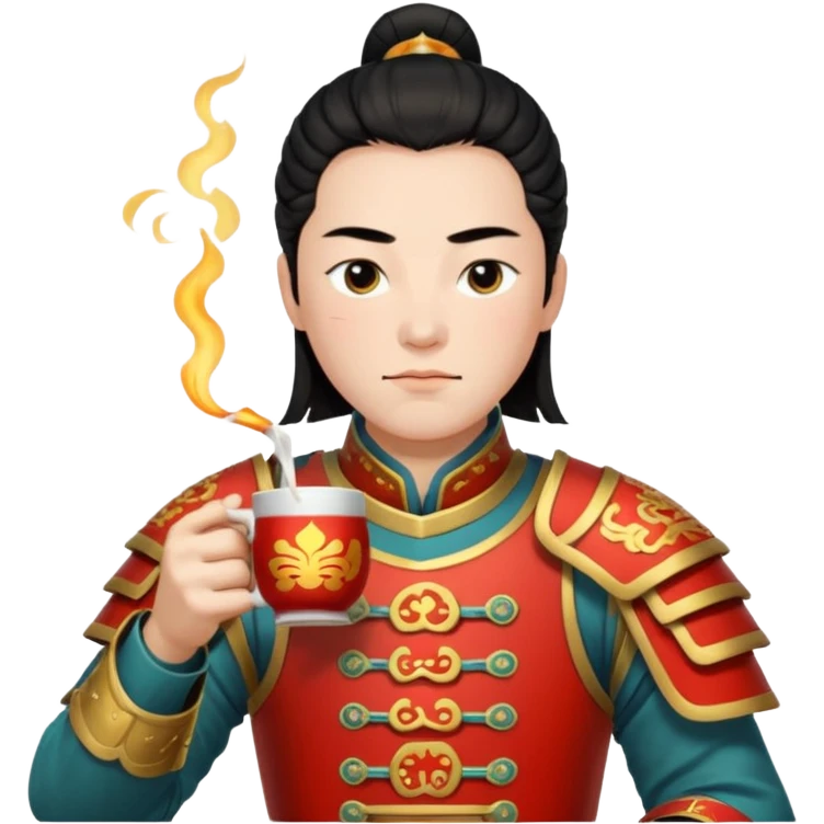 Lu bu squinting while drinking tea  emoji