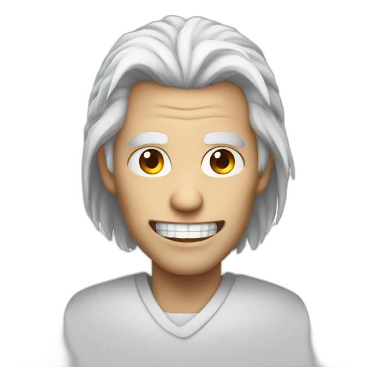 White hair and an evil smile emoji