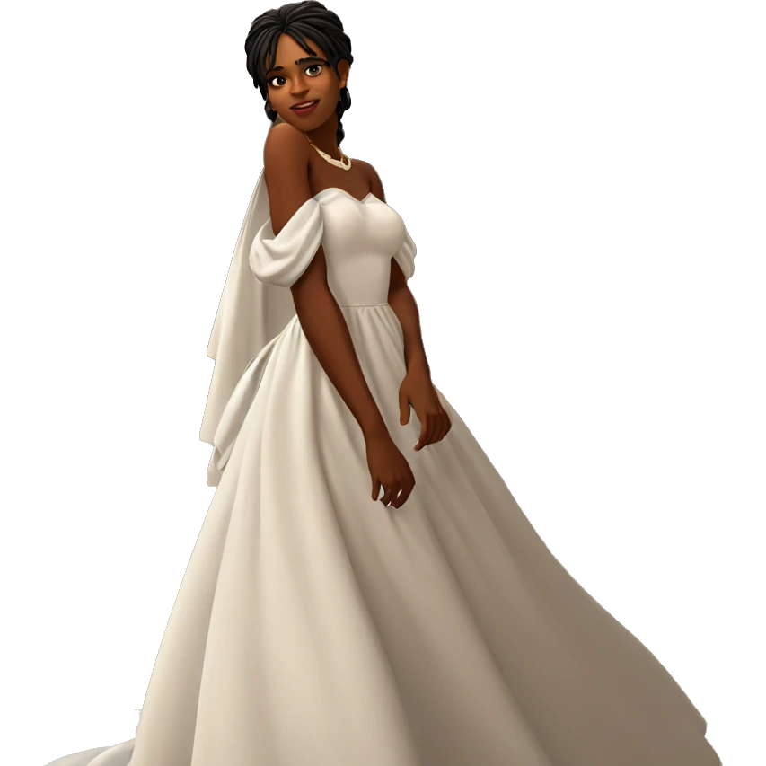 dark-skinned girl in white dress emoji
