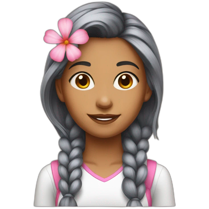 college girl with pink flower on her hair emoji