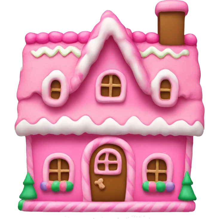 A pink gingerbread house emoji