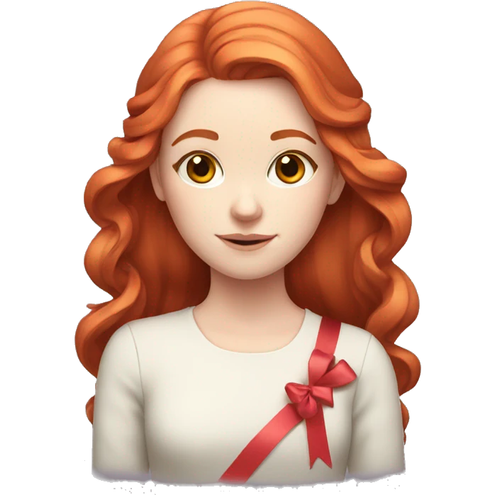 Red-haired girl with ribbon in hair with pale skin emoji