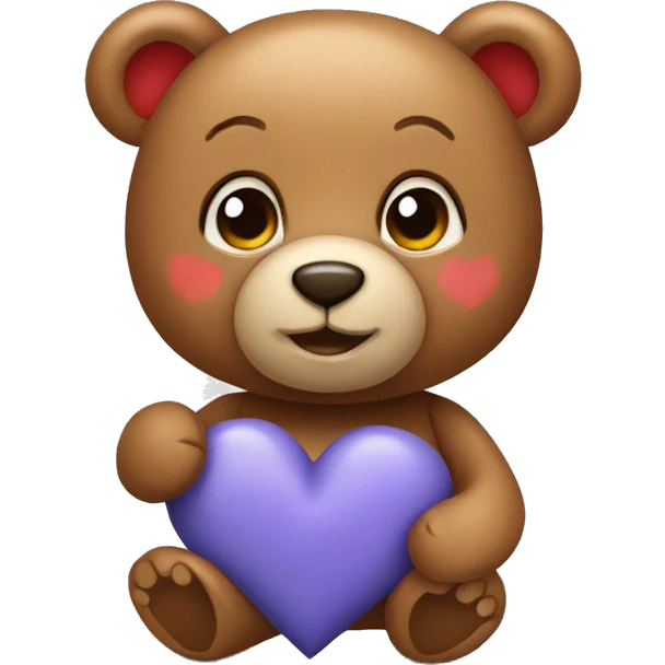 Teddy bear holding a heart emoji