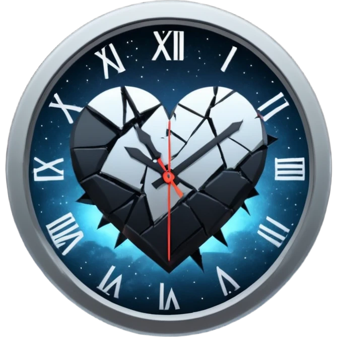emo heart with night sky and dark clock emoji