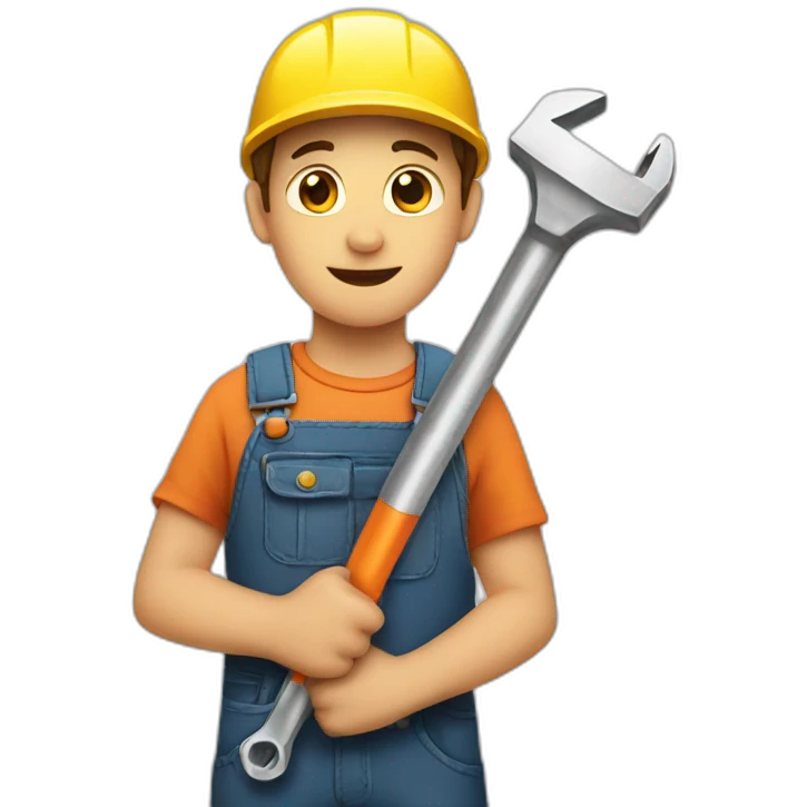 A boy holding a wrench emoji