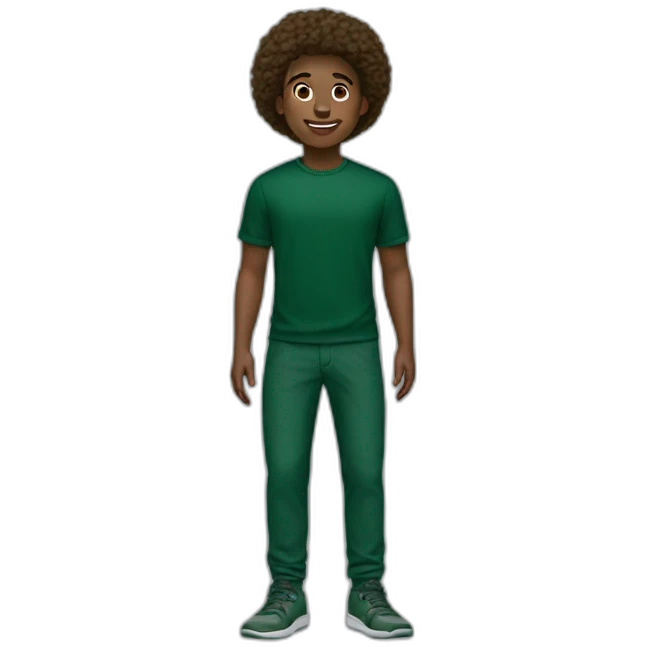 A freshman wears forest-green clothes emoji