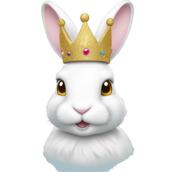 White rabbit with a glitter crown  emoji