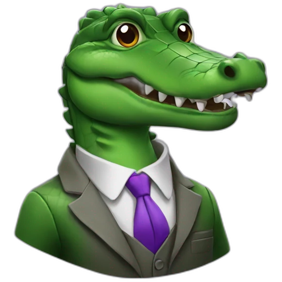 alligator with smoking and tie purple emoji