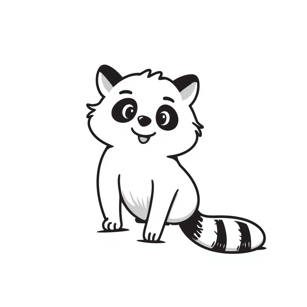 hand drawn doodle style red panda with simple lines emoji