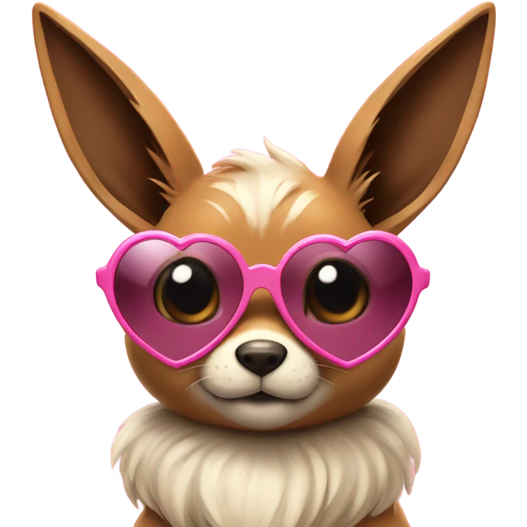 Eevee with pink opaque sunglasses shaped like hearts emoji