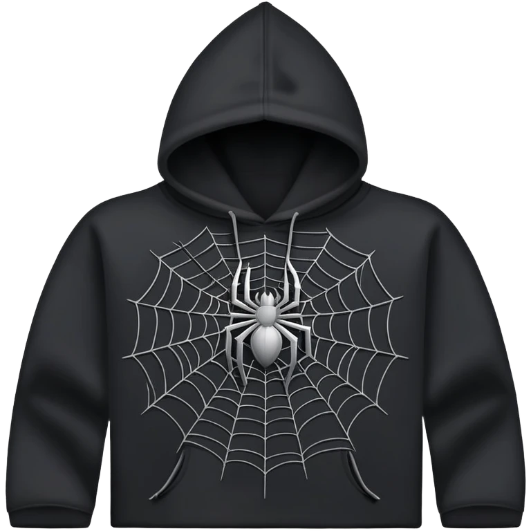 black hoodie with a grey spider web with no spider on it emoji