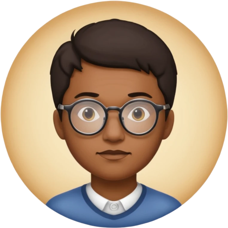 une personne de face avec des detail et des accessoirs/lunettes dans un rond  emoji