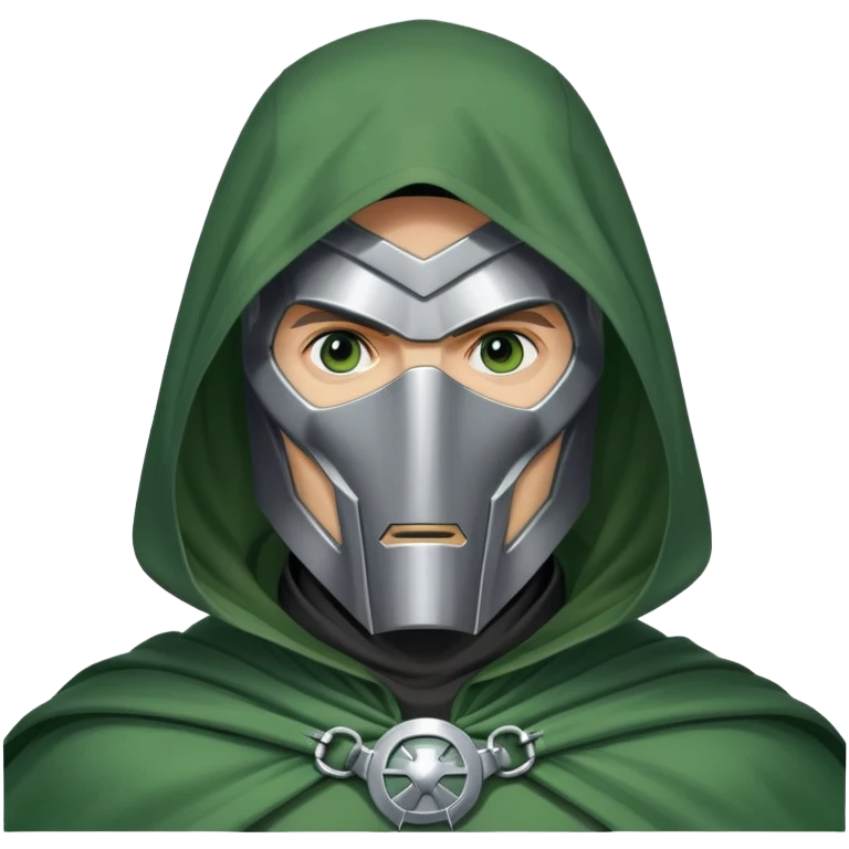 Doctor Doom villain with green cloak and metal mask emoji