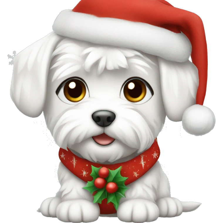 Maltese puppy wearing christmas clothes emoji