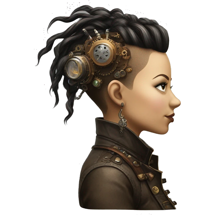 Photorealistic steampunk profile mohawk Caucasia girl emoji