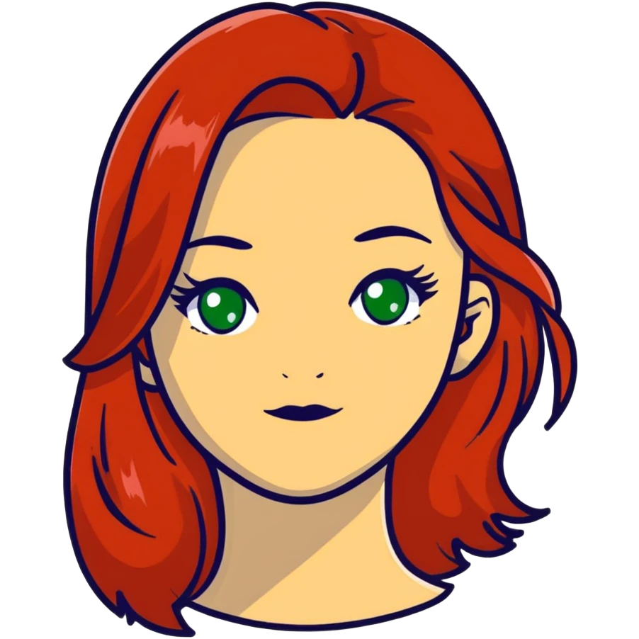 redhead with long hair and green eyes emoji