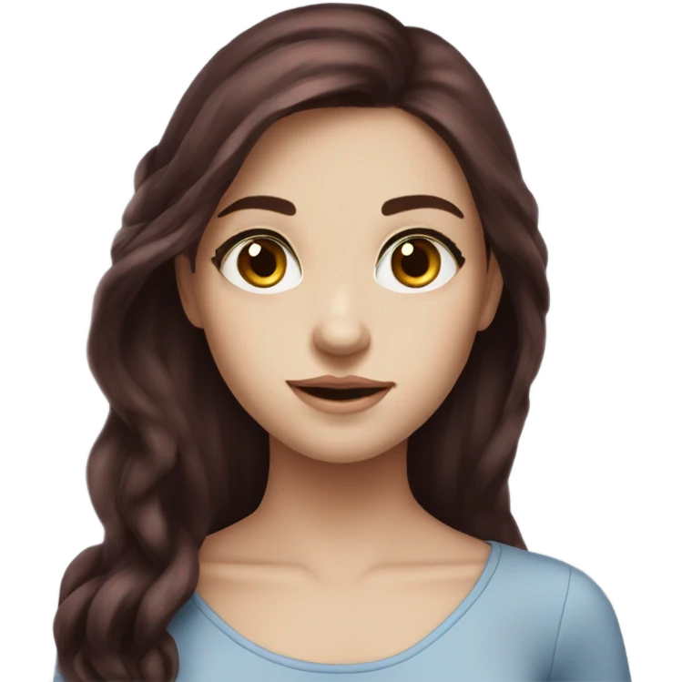 Beautiful girl, dark red hair，long hair, blue eyes emoji