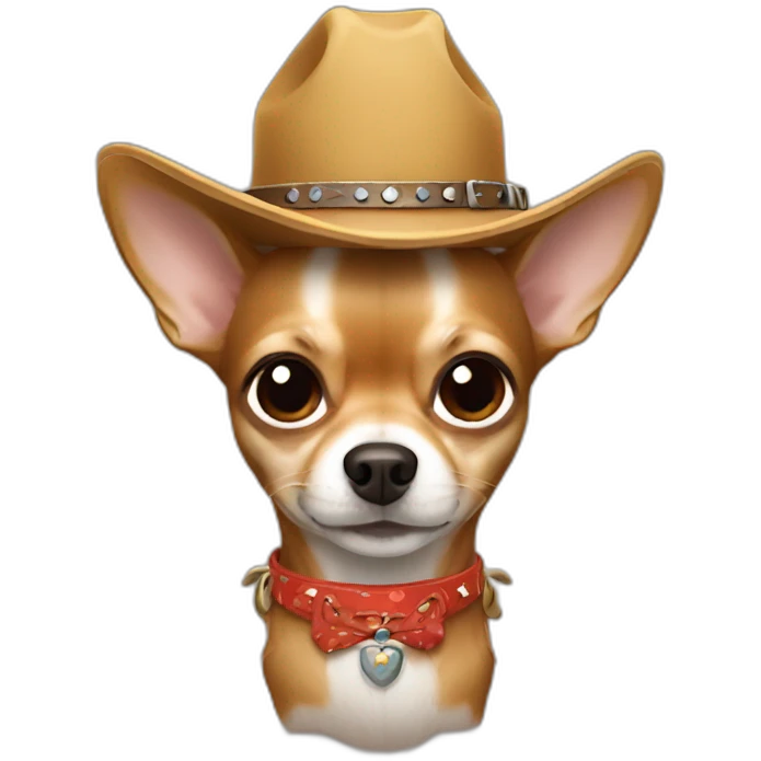 Sand long hair chihuahua wearing cowboy costume emoji